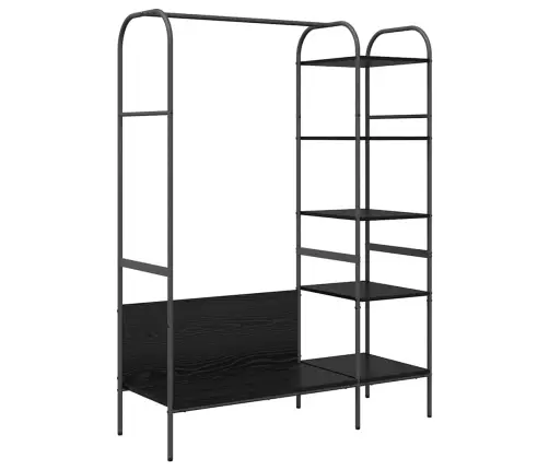 Drēbju Plaukts Ar Plauktiem Melna Ozola 120X44X160 Cm Inženiertehniskais Koks Vidaxl