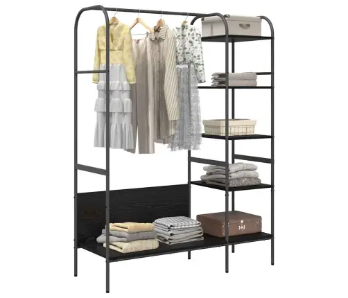 Drēbju Plaukts Ar Plauktiem Melna Ozola 120X44X160 Cm Inženiertehniskais Koks Vidaxl