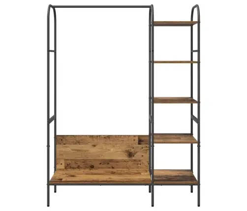 Drēbju Statīvs Ar Plauktiem Vecs Koks 120X44X160 Cm Apstrādāts Koks Vidaxl