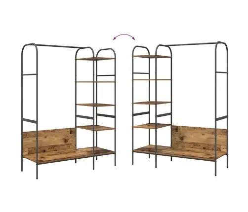 Drēbju Statīvs Ar Plauktiem Vecs Koks 120X44X160 Cm Apstrādāts Koks Vidaxl