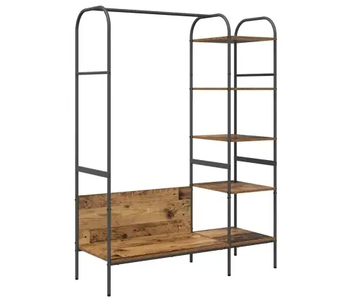 Drēbju Statīvs Ar Plauktiem Vecs Koks 120X44X160 Cm Apstrādāts Koks Vidaxl