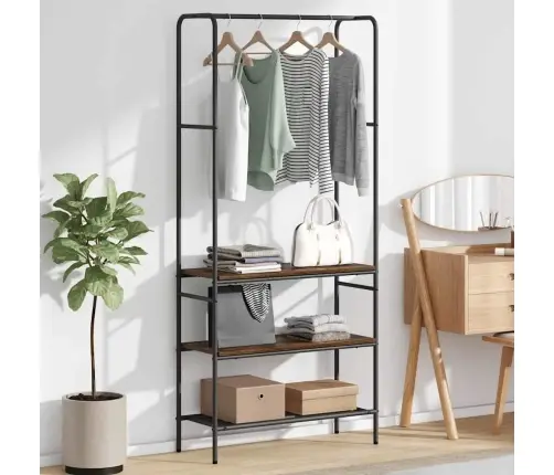 Drabužių Stovas Su Lentyna Rūkyta Ąžuolas 77 X 30 X 171 Cm