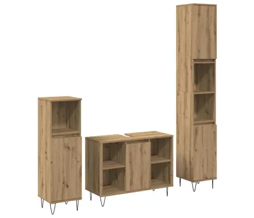 Vannas Istabas Mēbeļu Komplekts Ar Durvīm 3 Pcs Artisānā Ozols Vidaxl