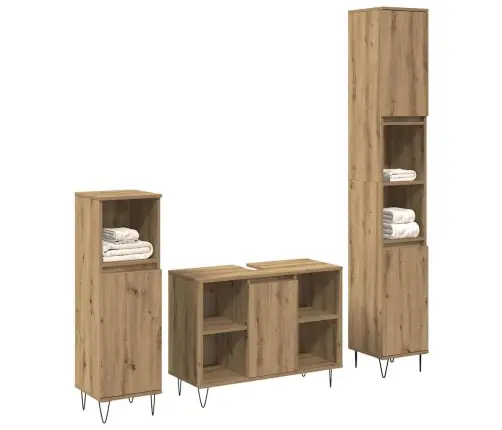 Vannas Istabas Mēbeļu Komplekts Ar Durvīm 3 Pcs Artisānā Ozols Vidaxl