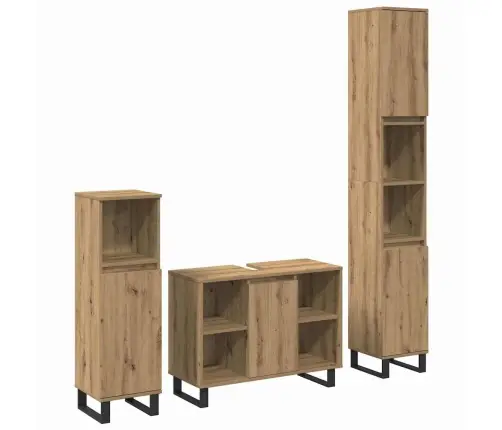 3 Daļu Vannas Istabas Mēbeļu Komplekts Amatnieku Ozols Inženierijas Koks Vidaxl