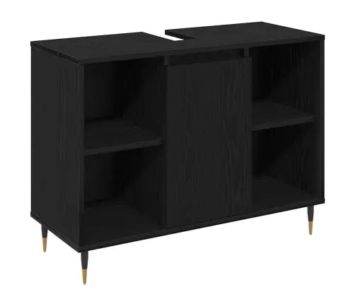 3 Daļu Vannas Istabas Mēbeļu Komplekts Melnā Ozolā, Inženierijas Koks Vidaxl