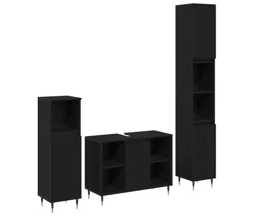 3 Daļu Vannas Istabas Mēbeļu Komplekts Melnā Ozolā, Inženierijas Koks Vidaxl