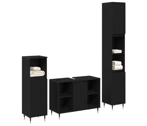 3 Daļu Vannas Istabas Mēbeļu Komplekts Melnā Ozolā, Inženierijas Koks Vidaxl