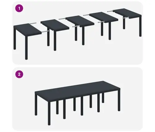 Dārza Galds Antracīts 250X100X73 Cm Poly Rattan Vidaxl