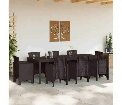 Dārza Galds Brūns 250X100X73 Cm Poly Rattan Vidaxl