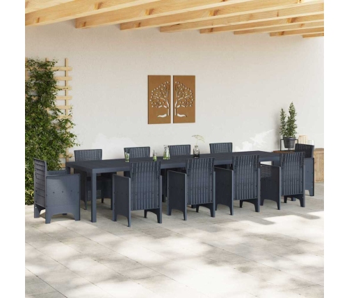 Dārza Galds Antracīts 350X100X73 Cm Poli Rattan Vidaxl