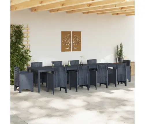 Dārza Galds Antracīts 350X100X73 Cm Poli Rattan Vidaxl