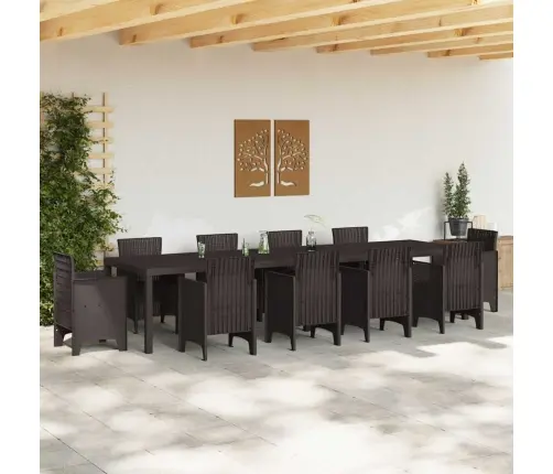 Dārza Galds Brūns 350X100X73 Cm Polirattan Vidaxl