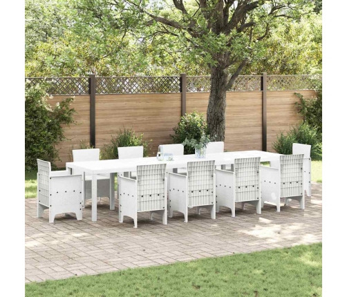 Dārza Galds Balts 350X100X73 Cm Poly Rattan Vidaxl