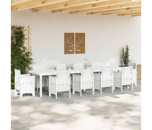 Dārza Galds Balts 350X100X73 Cm Poly Rattan Vidaxl