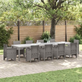 Sodo Stalas Šviesiai Pilka 350 X 100 X 73 Cm Poliratanas