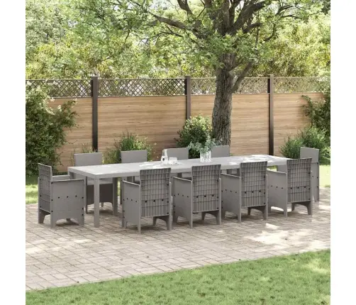 Dārza Galds Gaiši Pelēks 350X100X73 Cm Poliesters Vidaxl