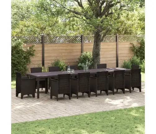 Dārza Galds Brūns 400X100X73 Cm Poli Rattan Vidaxl