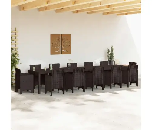 Dārza Galds Brūns 400X100X73 Cm Poli Rattan Vidaxl