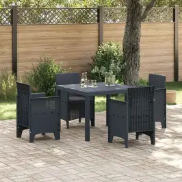 Dārza Ēdamgalds 5 Pcs Antracīts Polt Rattan Vidaxl