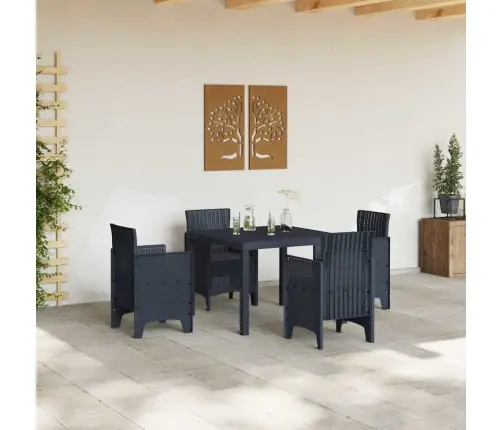 Dārza Galds 5 Pcs Antracīts Polipropilēna Vītņi Vidaxl