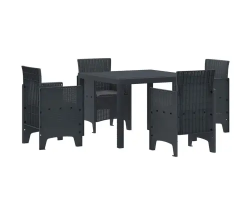 Dārza Galds 5 Pcs Antracīts Polipropilēna Vītņi Vidaxl