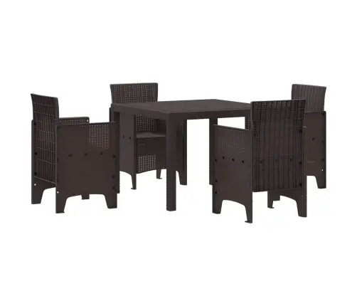 Dārza Galds 5 Pcs Brūna Polipropilēna Sveķi Vidaxl