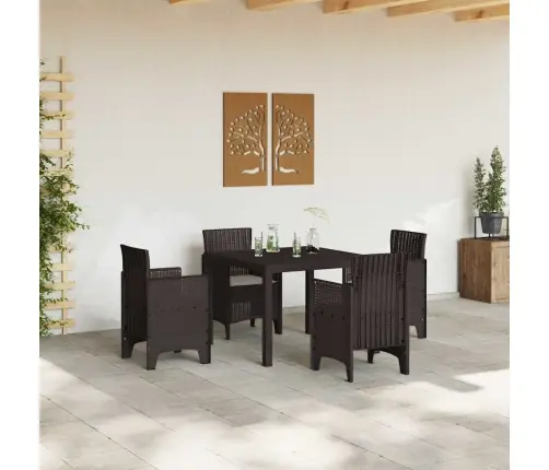 Sodo Valgomojo Komplektas 5 Pcs Ruda Polt Ratanas