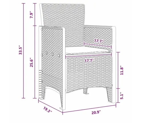 Sodo Valgomojo Komplektas 5 Pcs Ruda Polt Ratanas