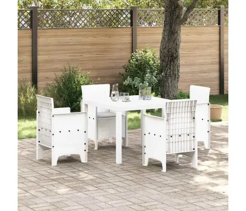 Dārza Ēdamistabu Komplekts 5 Pcs Balts Rotangpalma Vidaxl