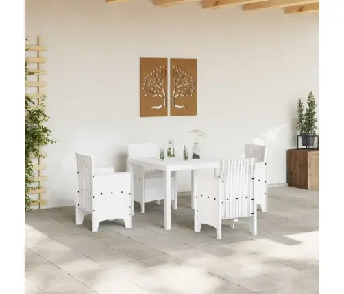 Dārza Ēdamistabu Komplekts 5 Pcs Balts Rotangpalma Vidaxl