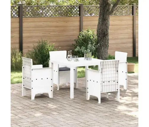 Dārza Ēdamgalda Komplekts 5 Pcs Balts Mākslīgā Rotangpalma Vidaxl