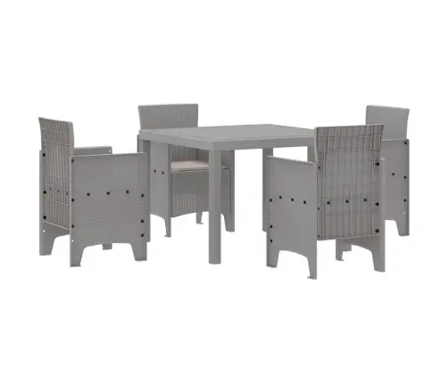 Dārza Ēdamgaldu Komplekts 5 Pcs Gaiši Pelēks Ratan, Metāls Vidaxl