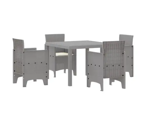 Dārza Ēdamgalds 5 Pcs Gaiši Pelēks Polipropilēns Vidaxl