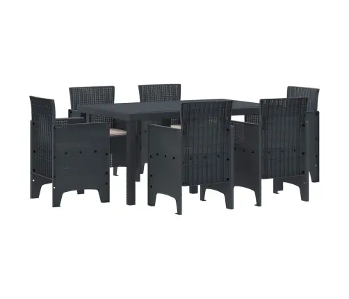 Sodo Valgomojo Komplektas 7 Pcs Antracitas Polt Ratanas