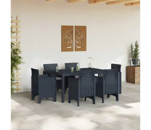 Dārza Ēdamistabas Komplekts 7 Pcs Antracīts Pe Ratan Vidaxl