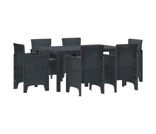 Dārza Ēdamgalds 7 Pcs Antracīts Pe Ratan Vidaxl