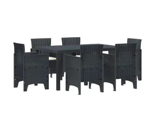 Dārza Ēdamgalda Komplekts 7 Pcs Antracīts Pe Ratan Vidaxl