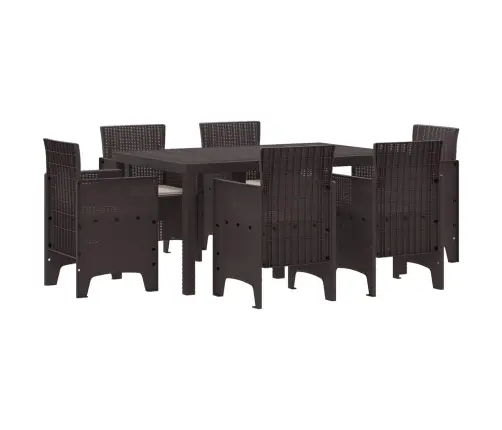 Dārza Ēdamgalds 7 Pcs Brūna Pe Ratan Vidaxl