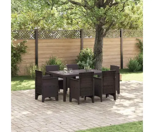 Dārza Ēdamistabas Komplekts 7 Pcs Brūna Pe Ratan Vidaxl