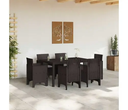 Dārza Ēdamistabas Komplekts 7 Pcs Brūna Pe Ratan Vidaxl