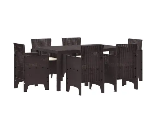 Sodo Valgomojo Komplektas 7 Pcs Ruda Polt Ratanas