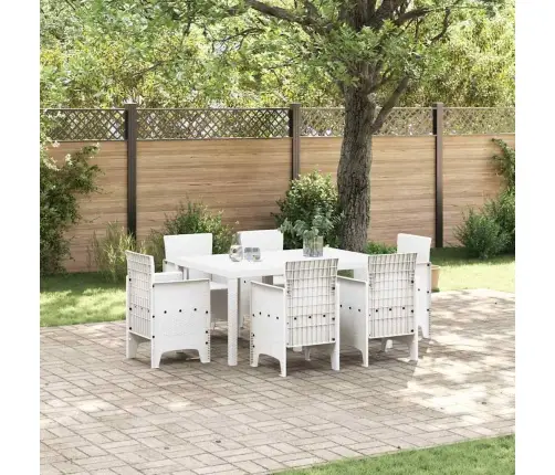 Sodo Valgomojo Komplektas 7 Pcs Balta Polt Ratanas