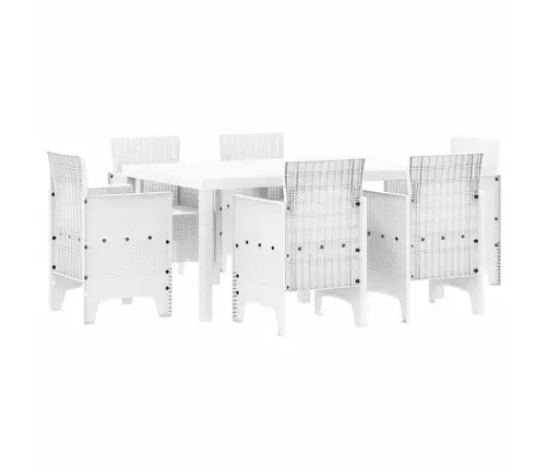 Sodo Valgomojo Komplektas 7 Pcs Balta Polt Ratanas