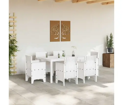 Dārza Ēdamgalds 7 Pcs Balts Pe Ratan Vidaxl