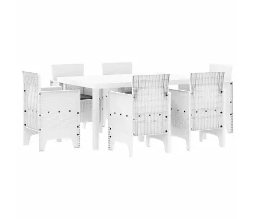 Aia Söögilaudade Komplekt 7 Pcs Valge Polt Rattan