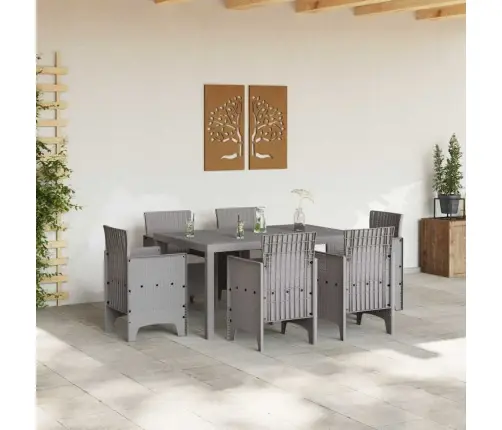 Dārza Ēdamistabas Komplekts 7 Pcs Gaiši Pelēks Plastmasa Vidaxl