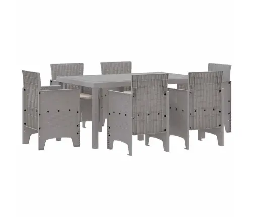 Dārza Ēdamistabas Komplekts 7 Pcs Gaiši Pelēks Plastmasa Vidaxl