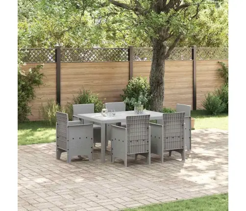 Dārza Ēdamgalds 7 Pcs Gaiši Pelēks Plastmasa Vidaxl