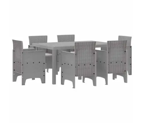 Dārza Ēdamgalds 7 Pcs Gaiši Pelēks Plastmasa Vidaxl